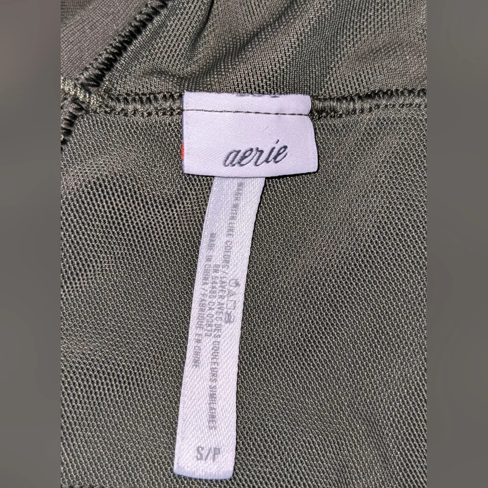 Aerie Green Gold Zipper Sports Bra Mesh Women's Size Small Yoga Active Gym - Picture 6 of 6